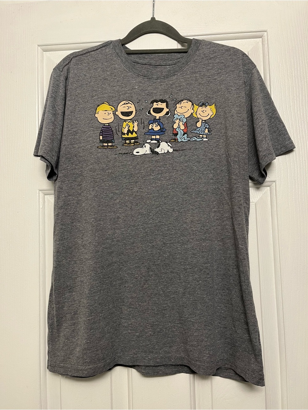 Peanuts Gray Short Sleeve Tee with Charlie Brown Cast Graphic